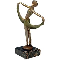 Vienna Bronze Lady Dancer Josef Lorenzl Marble Base, circa 1925 12