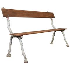 Antique 19th Century French Iron and Mahogany Garden Bench