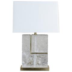 "L" Table Lamp in Crystal and Brass by Robert Kuo, Limited Edition