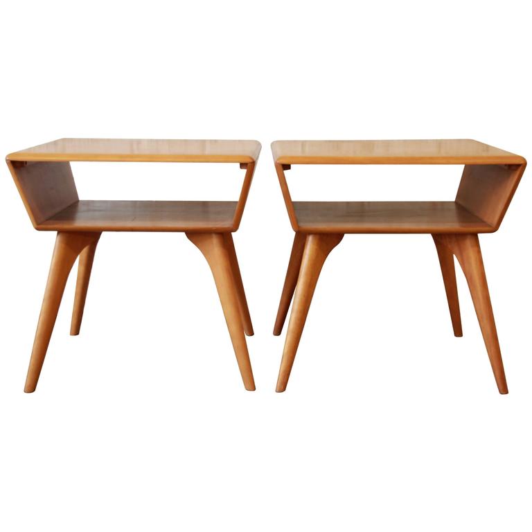 Pair Of Mid Century Heywood Wakefield Champagne Side Tables At 1stdibs Pair Of Mid Century Heywood Wakefield Champagne Side Tables For