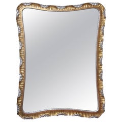 Venetian Scalloped Gilt Wood Silver Gold Italian Wall Mirror