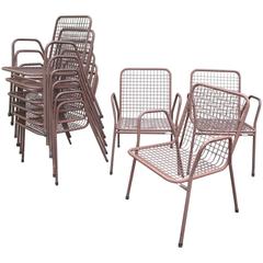 Nine Wire Mesh Outdoor Chairs, Made in Denmark