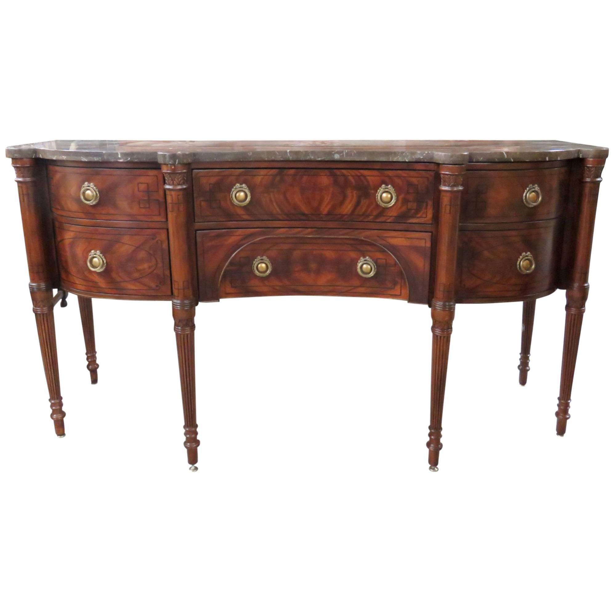 Drexel Heritage Inlaid Mahogany Marble-Top Sideboard