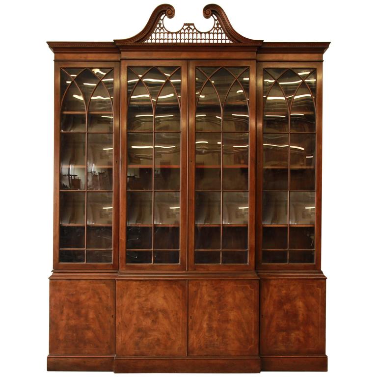 Baker Furniture English Style Mahogany Breakfront at 1stDibs