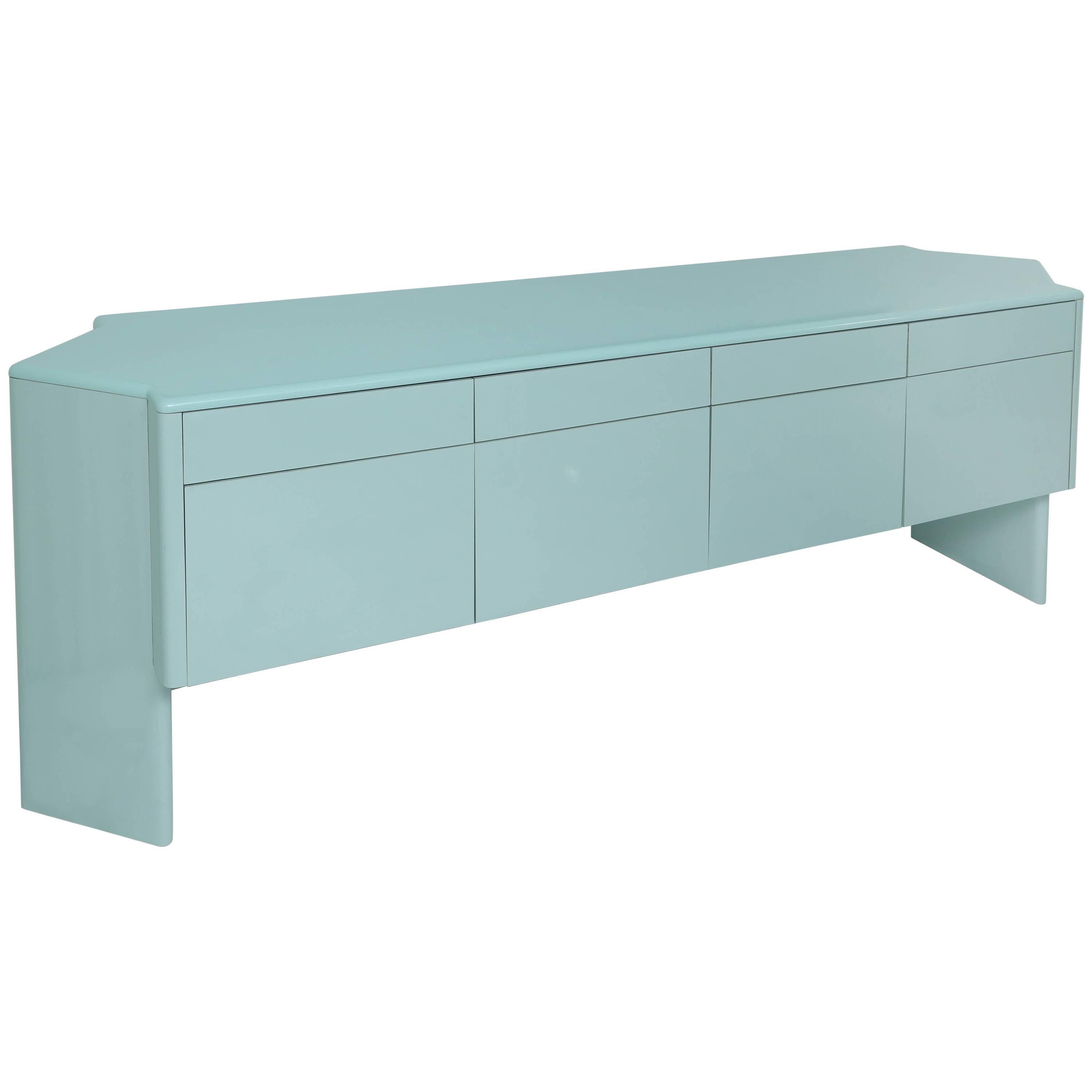 Blue Lacquer Side Cabinet