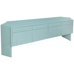 Retro Blue Lacquer Side Cabinet