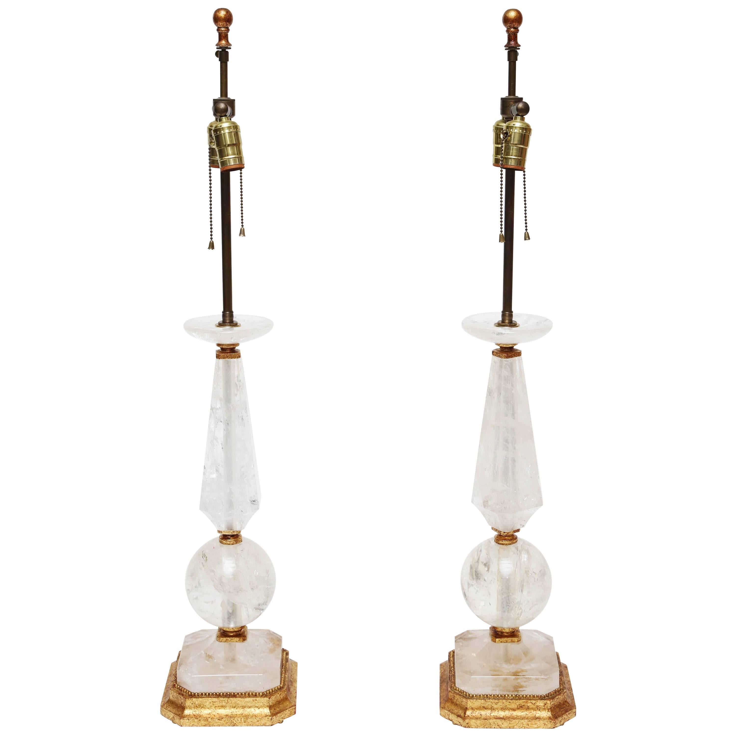 Rock Crystal and Giltwood Table Lamps