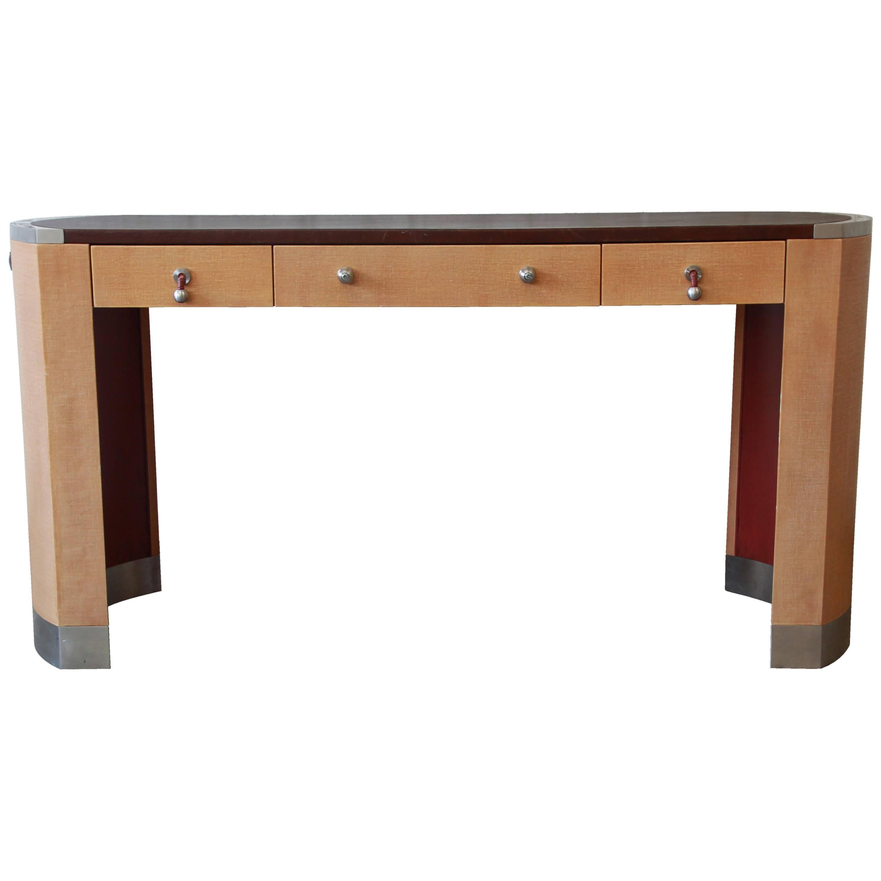 David Easton for Henredon Modern Art Deco Leather Top Desk