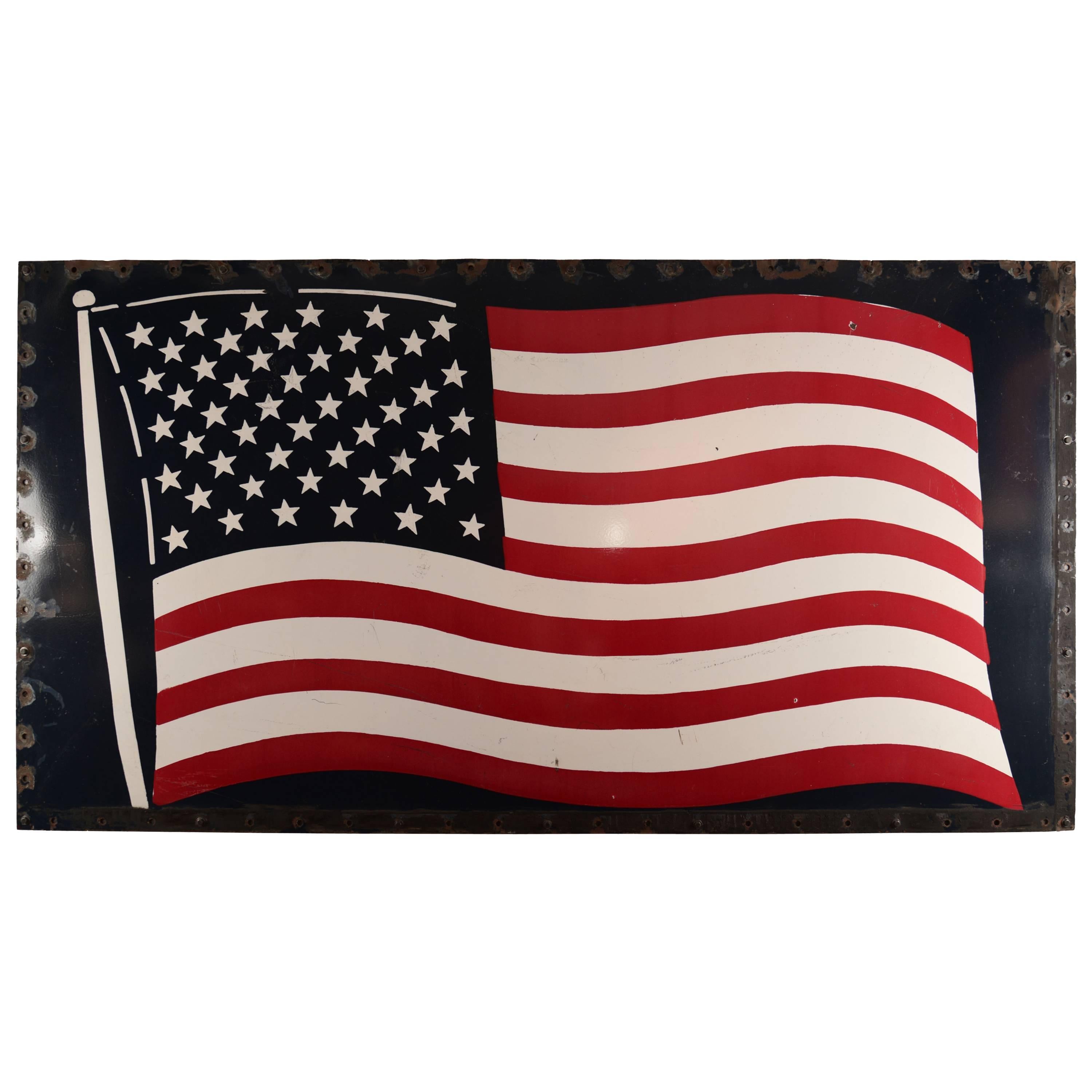 Huge Enamel American Flag For Sale