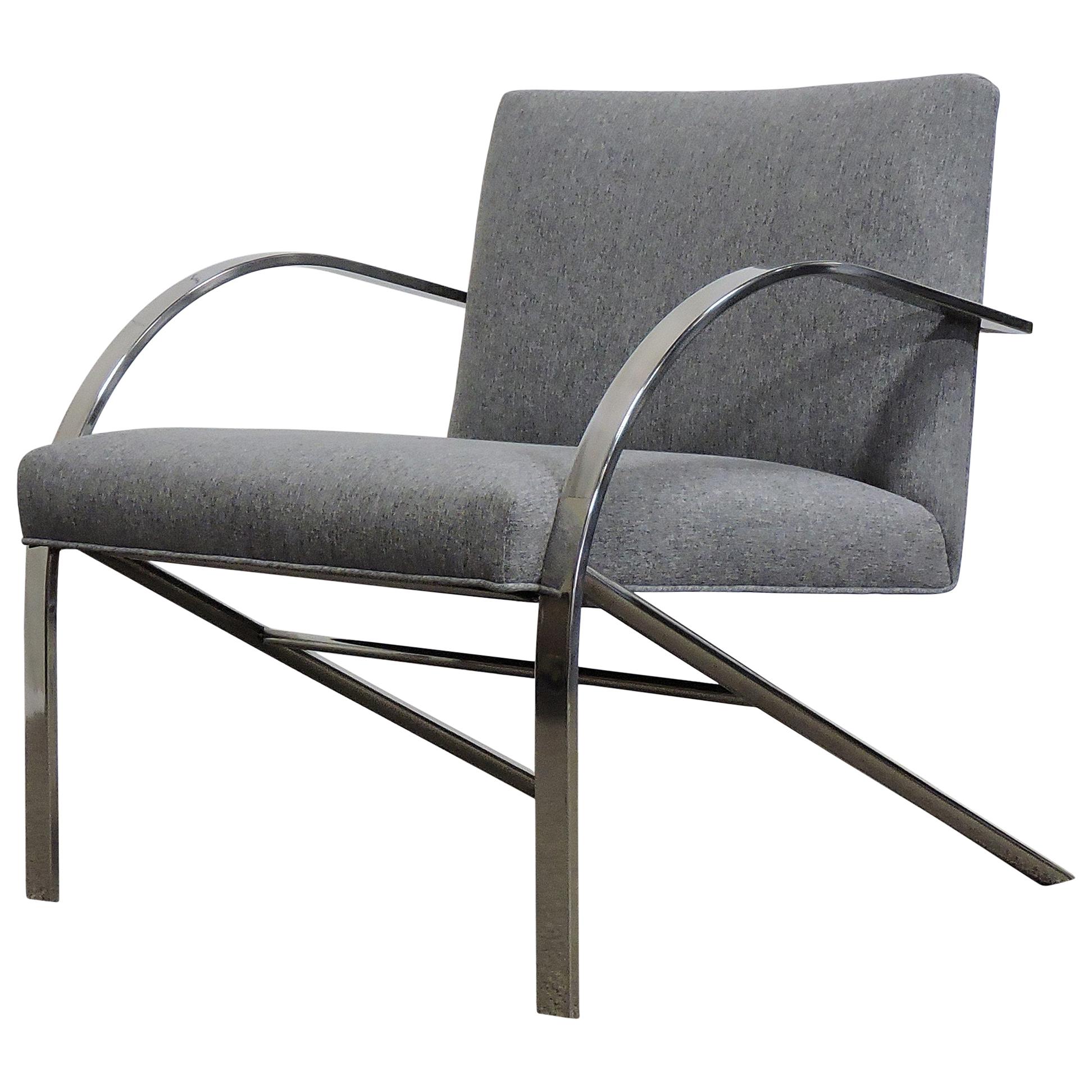Paul Tuttle Style Arco Mid-Century Modern Chrome Lounge Chair by Bernhardt 1
