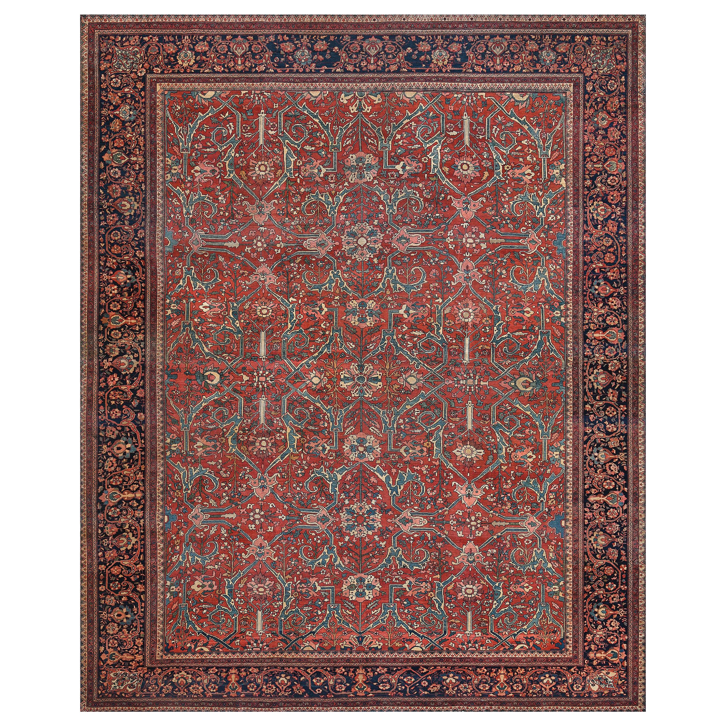 Hand-woven Wool Red Floral Persian Faraghan Rug
