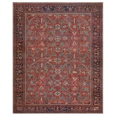 Antique Hand-woven Wool Red Floral Persian Faraghan Rug