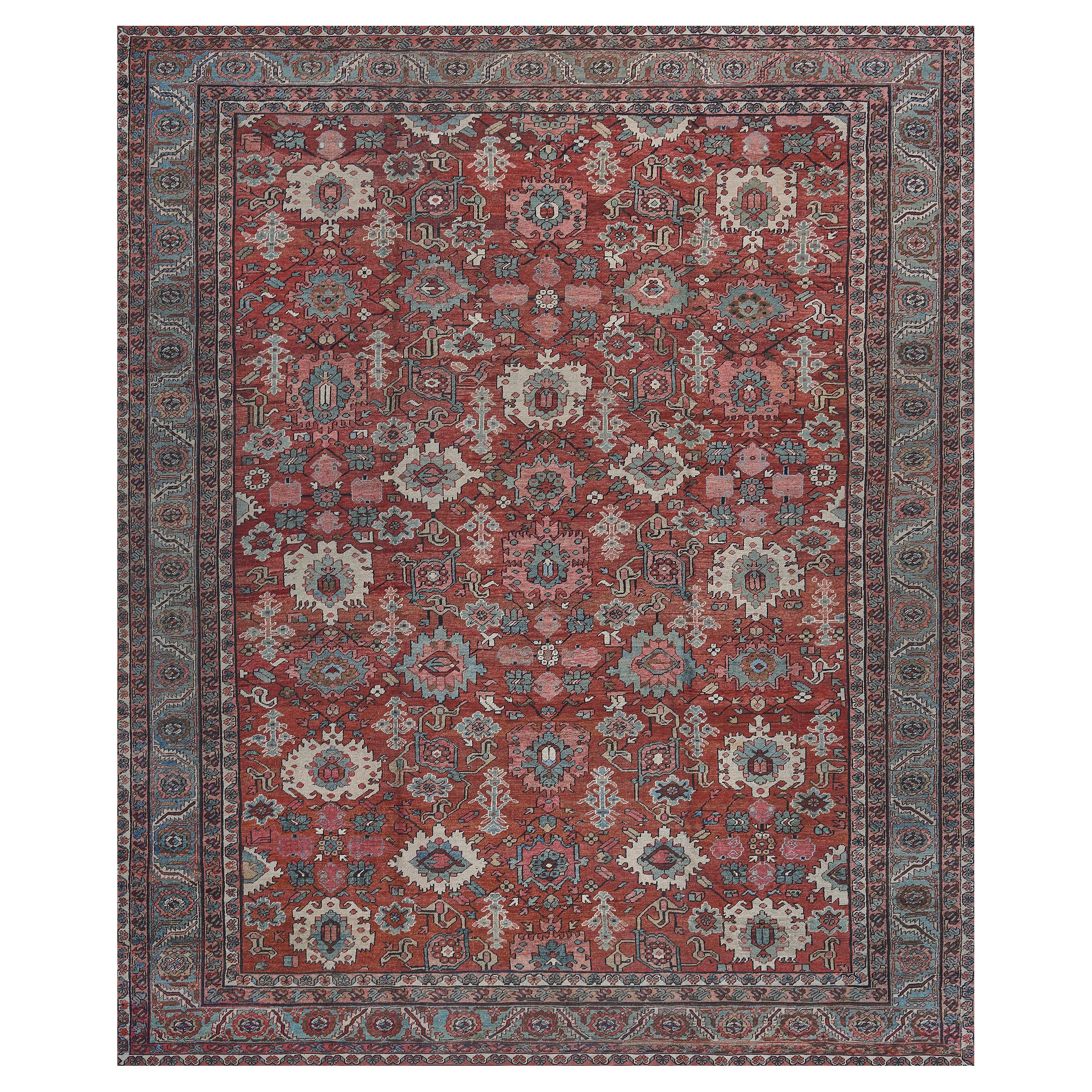 Antique Authentic Hand-Woven Traditional Wool Persian Bakhshaish Rug
