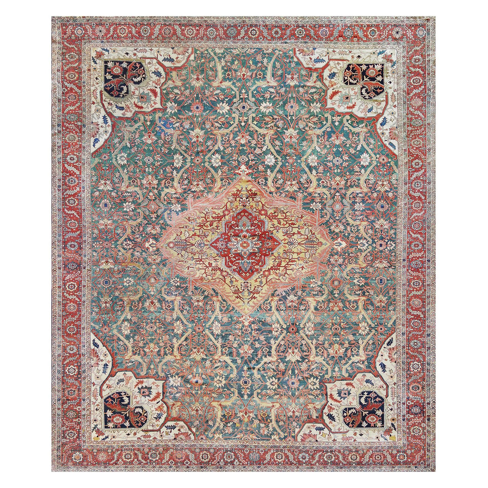 Hand-Knotted Antique Serapi Rug from North West Persia For Sale