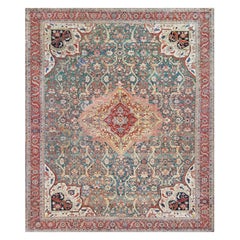 Hand-Knotted Antique Serapi Rug from North West Persia