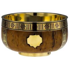 Antique Russian Solid Silver & Enamel Karelian Birch Bowl, Grachev, circa 1890