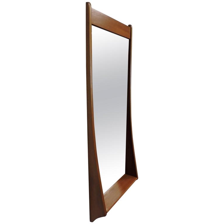 Pedersen Hansen Danish Modern Teak Mirror With Shelf