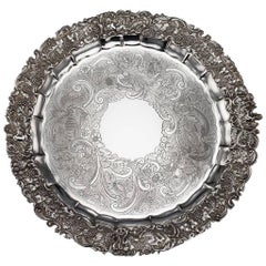Antique 19th Century Regency Solid Silver Magnificent Salver Tray, J Hayne, circa 1827