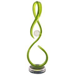 Contemporary Green Acrylic Abstract Sculpture with Scroll Design