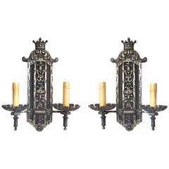 Mid-20th Century Nickle Bronze Wall Sconces, Pair 3