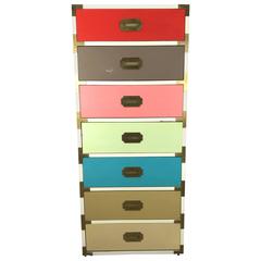 Used Seven Drawer Multi-Color Campaign Style Tower Chest