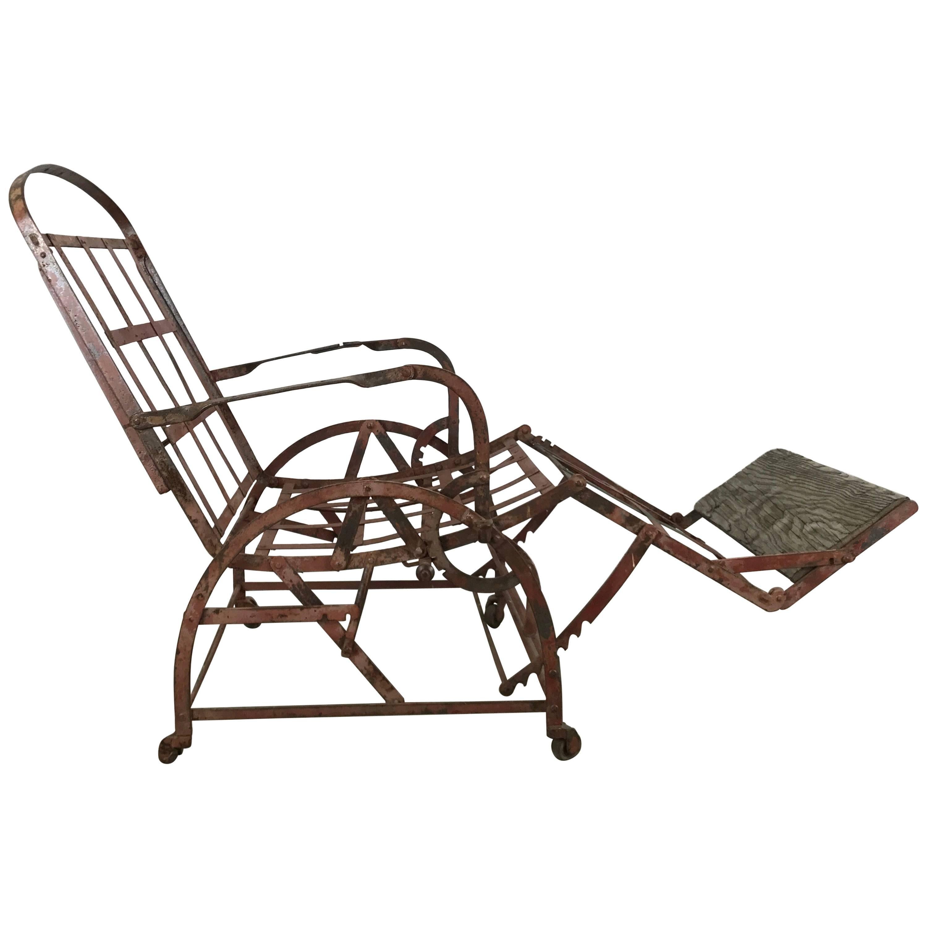 Iron Campaign Adjustable Folding Chair/Chaise/Bed. Wilson's 1871 For Sale