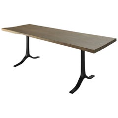 Bespoke Antique Hardwood Writing desk on Sand Cast Aluminum Base by P.Tendercool
