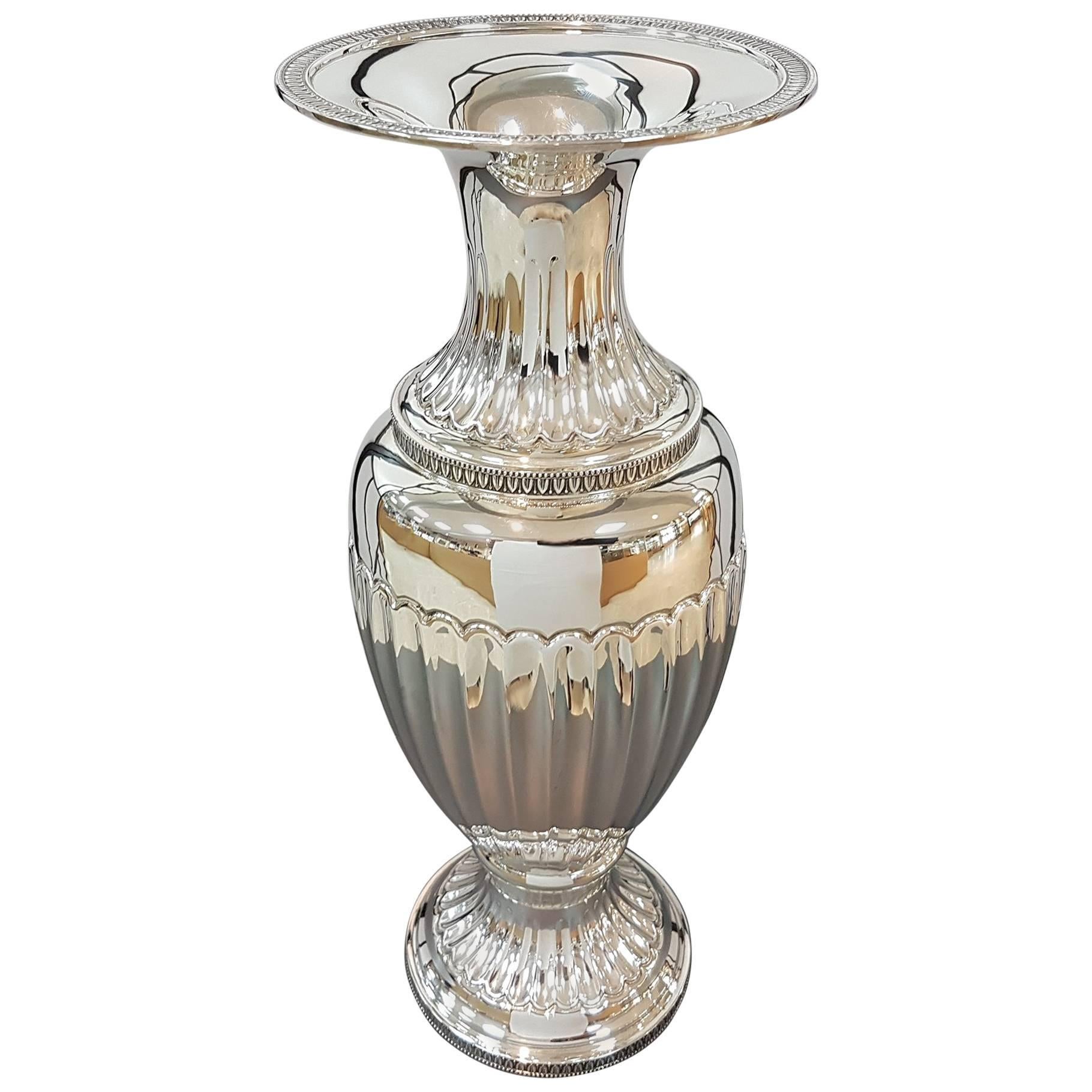 20th Century Empire Revival Italian Silver Vase For Sale