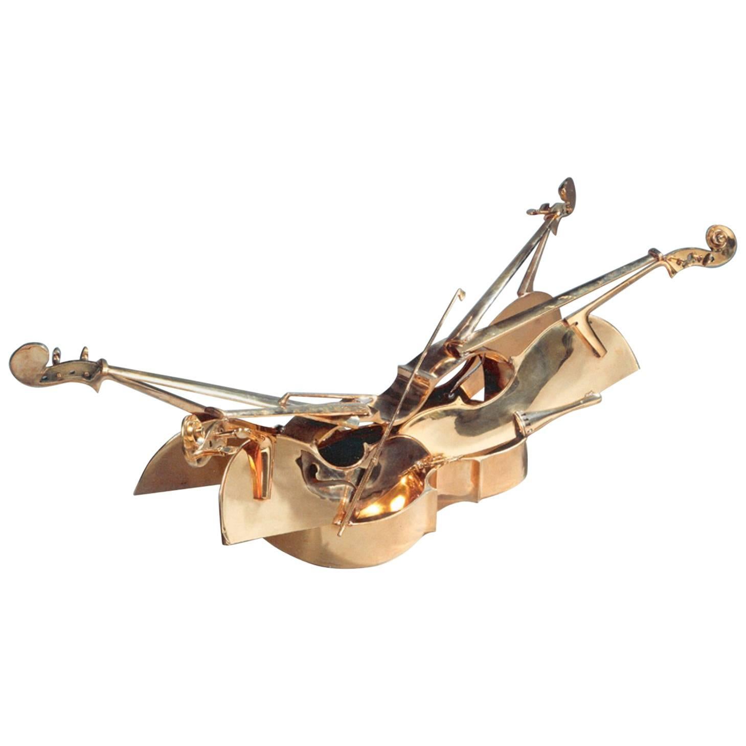 Arman:: Table basse Cellos en bronze:: signée et num�érotée