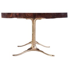 Bespoke Reclaimed Hardwood Table with Bronze Polished Base, by P. Tendercool