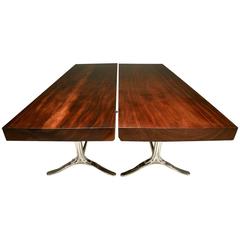 Pair of Tables, Antique Hardwood on Sand-Cast Aluminum Base, by P. Tendercool 6