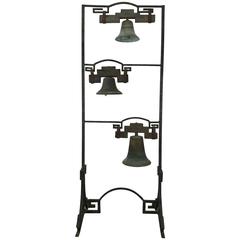 Bronze Three-Bell FreeStanding Garden Sculpture, James Mont , Asian Inspired 4