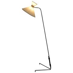 1950s Ball Geared Mounted Double Lampshade Floor Lamp by Maison Lunel 4
