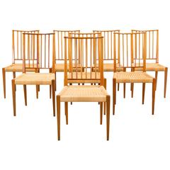 Vintage Set of 7 Josef Frank Chairs, Model 970, Svenskt Tenn, Sweden, 1960s