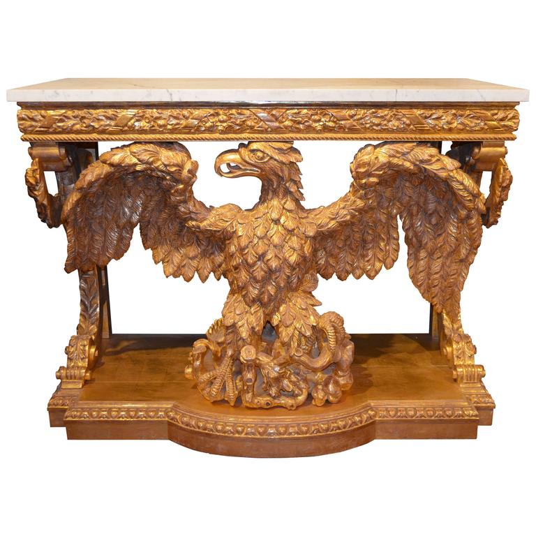 Pair of William Kent Design Carved Giltwood Eagle Consoles at 1stDibs