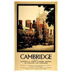 Vintage Original London & North Eastern Railway LNER Travel Poster Advertising Cambridge