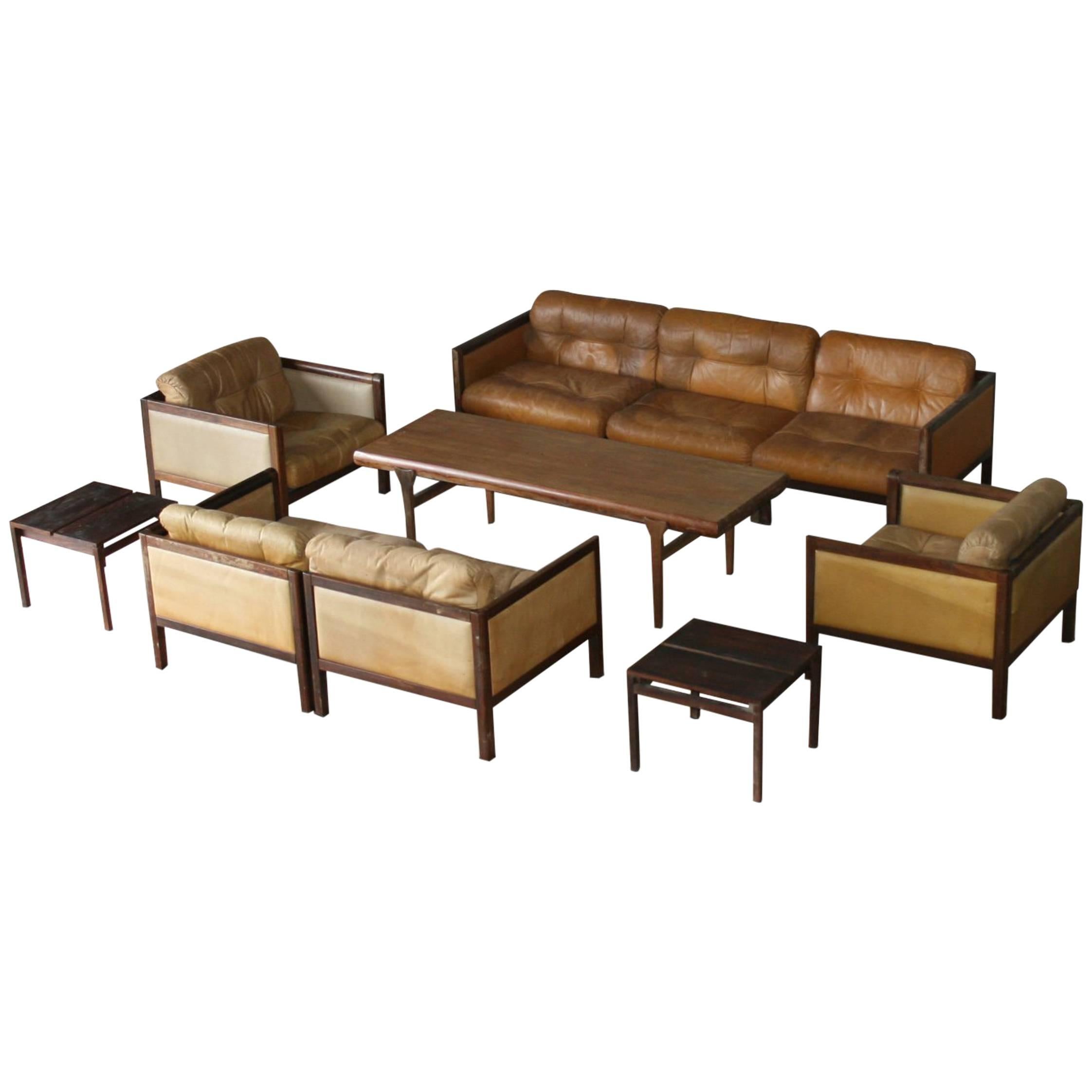Illum Wikkelso Prototype Sofa Suite Made of Rosewood, circa 1968 For Sale