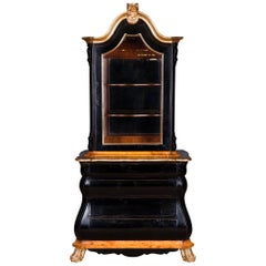 20th Century, Display Cabinet in Dutch Baroque Style Maple Root Veneer