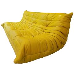 Michel Ducaroy Togo Sofa Ligne Roset Edition Leather Saffran Color