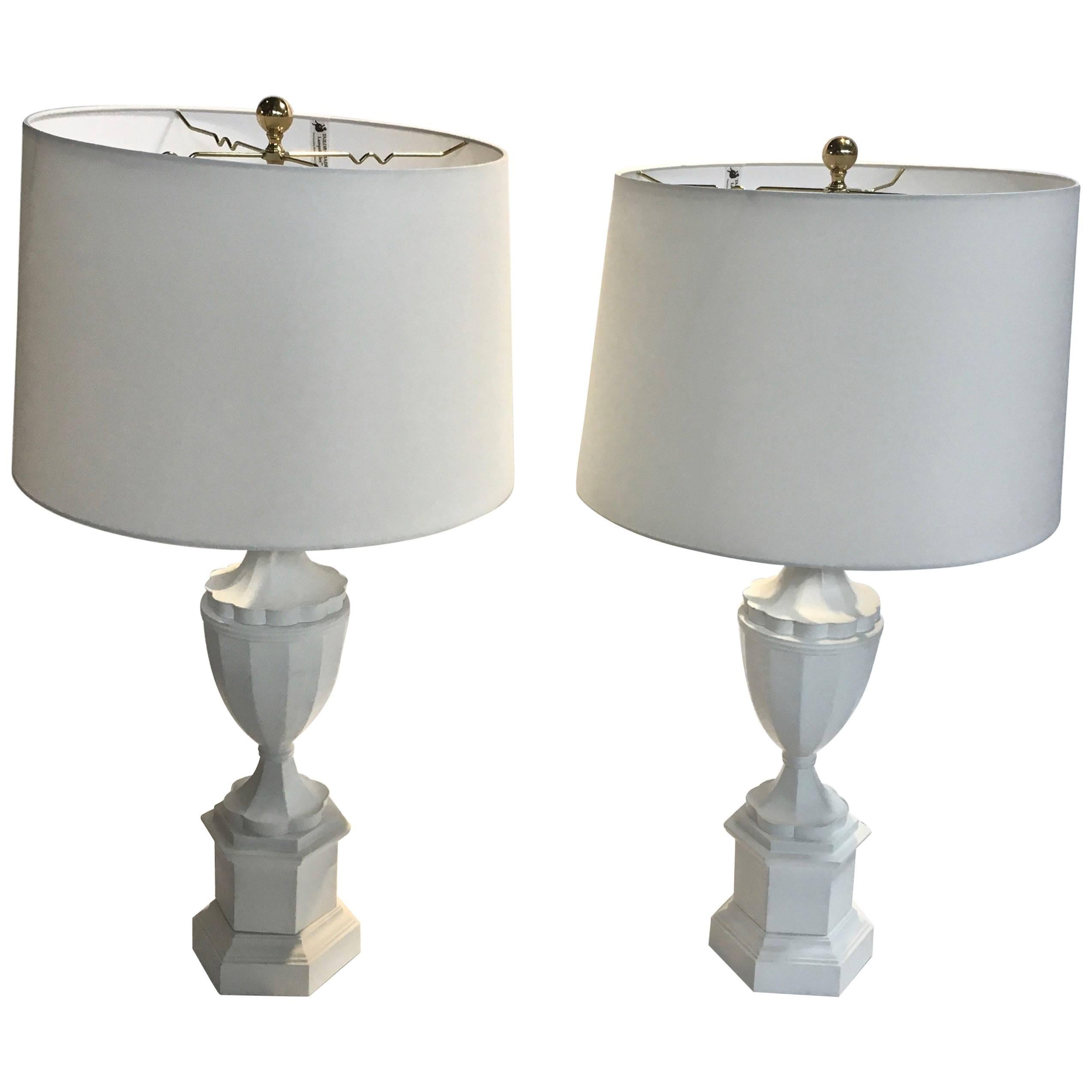 Pair of Plaster Finish Lamps in the Manner of Serge Roche or Sirmos For Sale