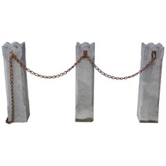 Used Three 19th Century Stone Barricade Balustrades and Chain Markers