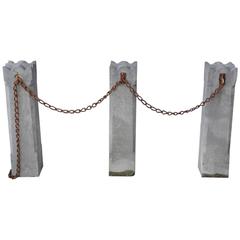 Three 19th Century Stone Barricade Balustrades and Chain Markers 3