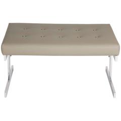 Polished Aluminium Leather Top Bench in the Manner of Milo Baughman 8