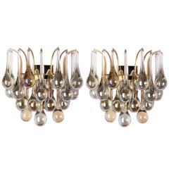 Exceptional Mid-Century Crystal Pair of Sconces by Christoph Palme