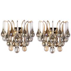 Exceptional Mid-Century Crystal Pair of Sconces by Christoph Palme 2