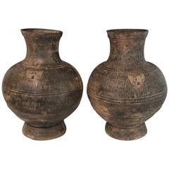 Pair of Large Han Dynasty Jars