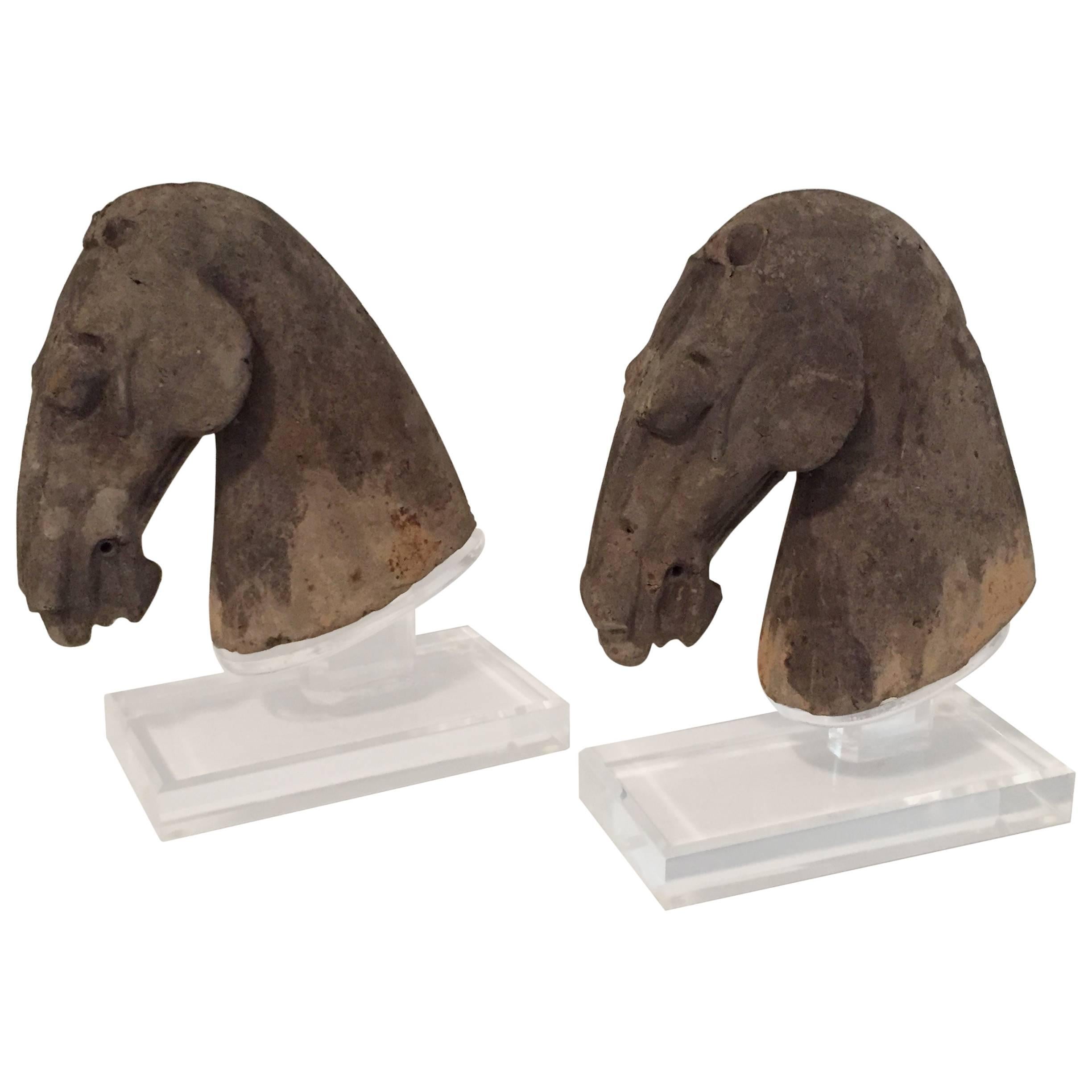 Pair of Han Dynasty Horse Heads