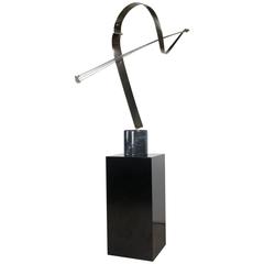 Curtis Jere Brass Spray Sculpture on Marble Base with Pedestal 9