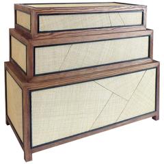 Suduca & Merillou Chest of Drawers, Woven Cane and Brushed Pine Wood