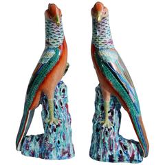 Pair of Large Chinese Export Porcelain Figures of Pheasants